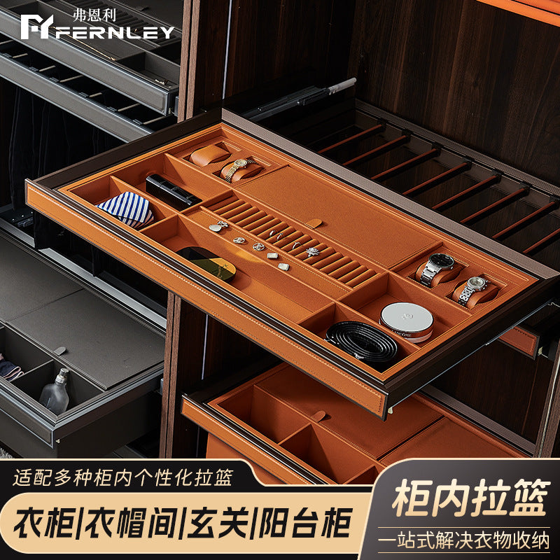 Cabinet Drawer Leather Jewelry Organizer Tray for Wardrobe Closet Storage