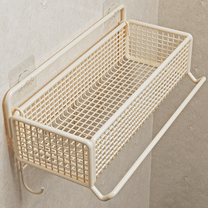Cream Style Bathroom Shelf Wall-Mounted No-Drill Storage Rack for Toilet Vanity