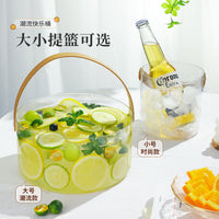 Portable Transparent Picnic Fruit and Beverage Ice Bucket with Handle