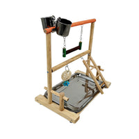 Parrot Desktop Perch with Swing and Grinding Rod for Birds