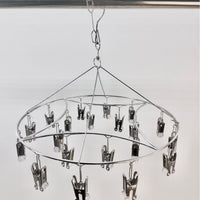 Stainless Steel Foldable Windproof Drying Rack with Clips for Underwear Socks