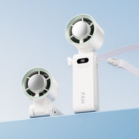 Portable Rechargeable Cooling Fan with Ice Compress Function, Foldable Mini Fan with Neck Strap, Large Capacity and Strong Airflow