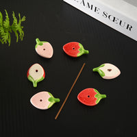 Strawberry Ceramic Incense Holder for Stick Incense, Mini Zen Decor for Bedroom & Tea Table