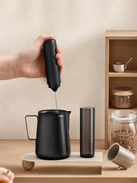 Rechargeable Handheld Milk Frother with Storage Base for Coffee, Lattes, and Cappuccinos