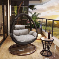Outdoor Wicker Hanging Basket Chair with Stand and Table, Single/Double Swing Chair for Patio Balcony Garden