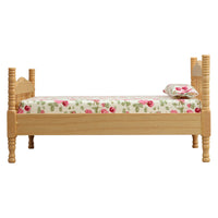 1:12 Dollhouse Miniature European Style Wooden Double Bed with Fabric