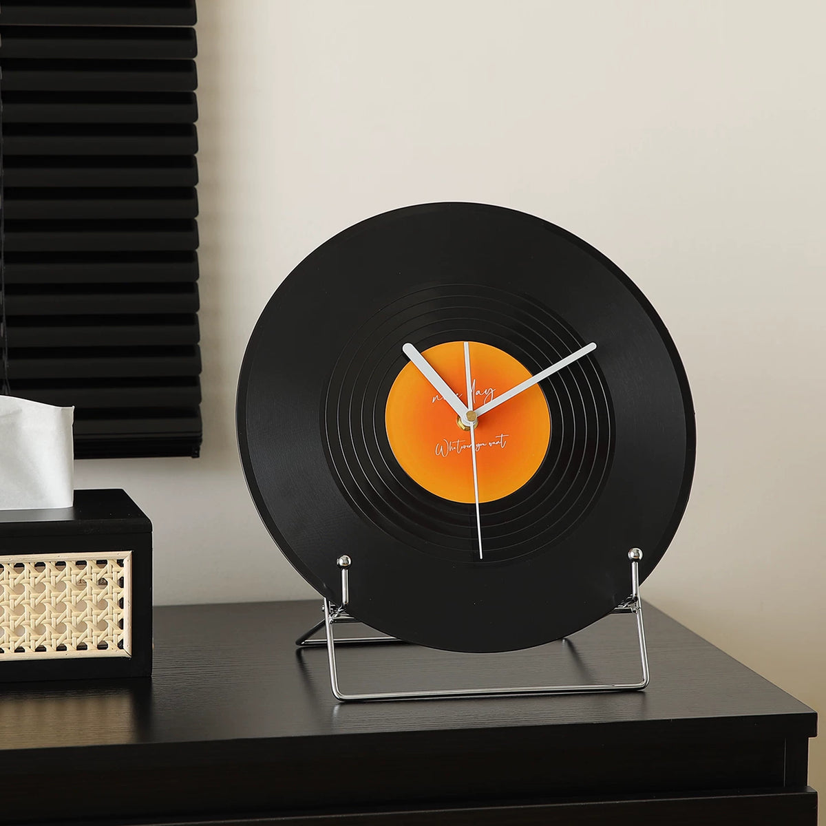 Retro Vinyl Record Desktop Clock Ornament for Home and Office Decor