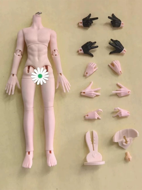 14cm BJD Doll Body with Abdominal Muscles for OB11 Clothes, 1/12 Scale