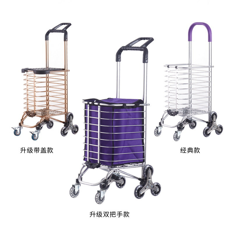 Foldable Shopping Cart with Oxford Cloth Bag for Groceries and Laundry