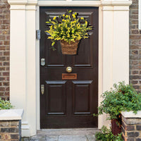 Spring Yellow Lavender Wreath Basket for Front Door & Home Decor