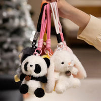 Cute Animal Plush Keychain Pendant for Bags and Keys - Panda, Elephant, Rabbit, Capybara, Raccoon