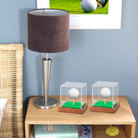 Golf Ball Acrylic Display Case with Wooden Base Dustproof Storage Cover