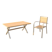 Outdoor Wood-Plastic Composite Dining Set for Patio Garden - Weatherproof & Sun-Resistant