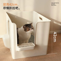 Meoof Semi-Enclosed Cat Litter Box Extra Large Deep Anti-Tracking Splash-Proof