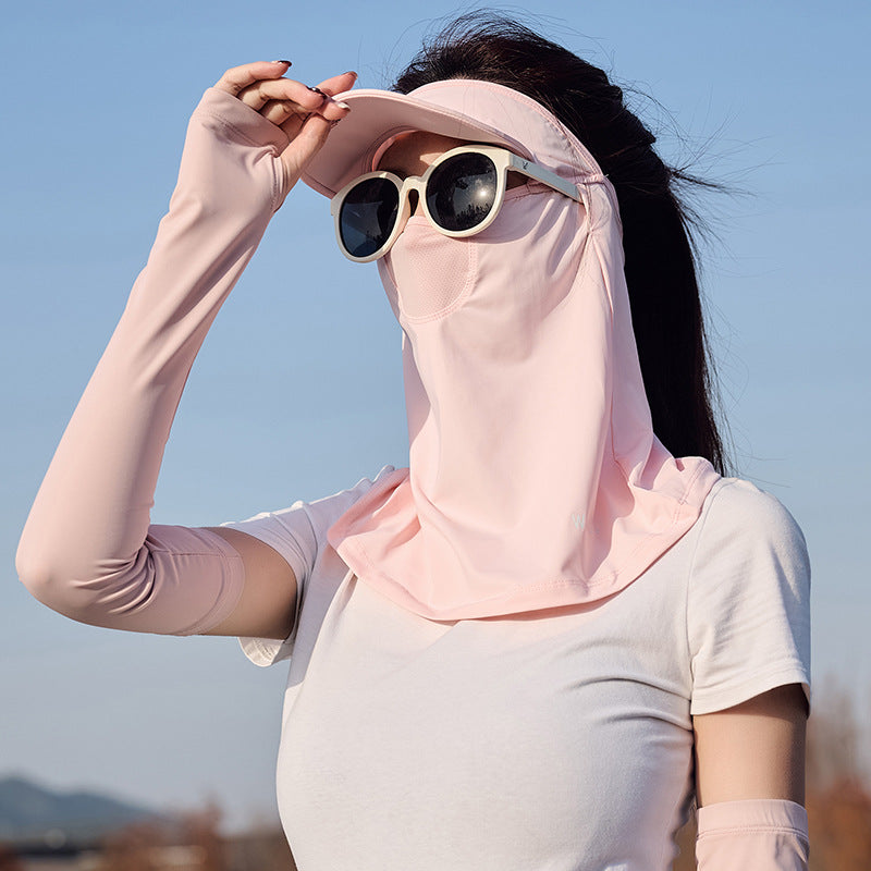 Prince Lulu Summer Ice Silk Cooling Face Mask with Brim for Sun Protection and UV Resistance