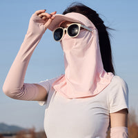 Prince Lulu Summer Ice Silk Cooling Face Mask with Brim for Sun Protection and UV Resistance