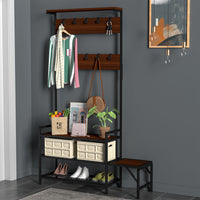 Multi-functional Entryway Coat Rack with Shoe Storage