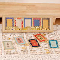 Mini Song Brocade Hard Card Calligraphy Photo Frame with Xuan Paper for Desktop Decor