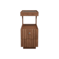 Mid-Century Modern Nightstand, Solid Wood Bedside Table with Storage, Narrow Smart End Table for Bedroom