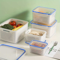 Food Storage Containers with Lids, Drainer Basket, Refrigerator Organizer for Fruits, Vegetables, Meat