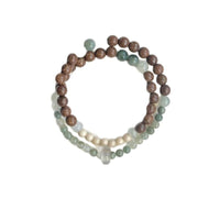 Chinese Style Green Aventurine Double-Layer Bracelet with Sandalwood Beads