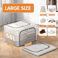 Clear Stackable Storage Bins with Metal Frame and Lid for Clothes