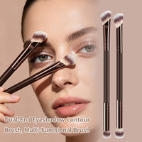 Dual-Ended Makeup Brush Set with Foundation, Blush, and Powder Brushes