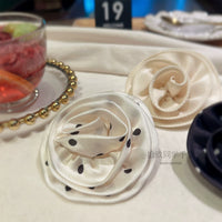 French Polka Dot Fabric Flower Brooch Pin for Suits and Coats