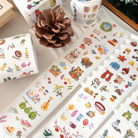 COMO Store Dinosaur Rabbit Crayon Hand-Painted Fairy Tale Washi Tape for Journal Decoration