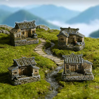 Miniature Chinese Courtyard House Micro Landscape Ornament for Bonsai & Planters