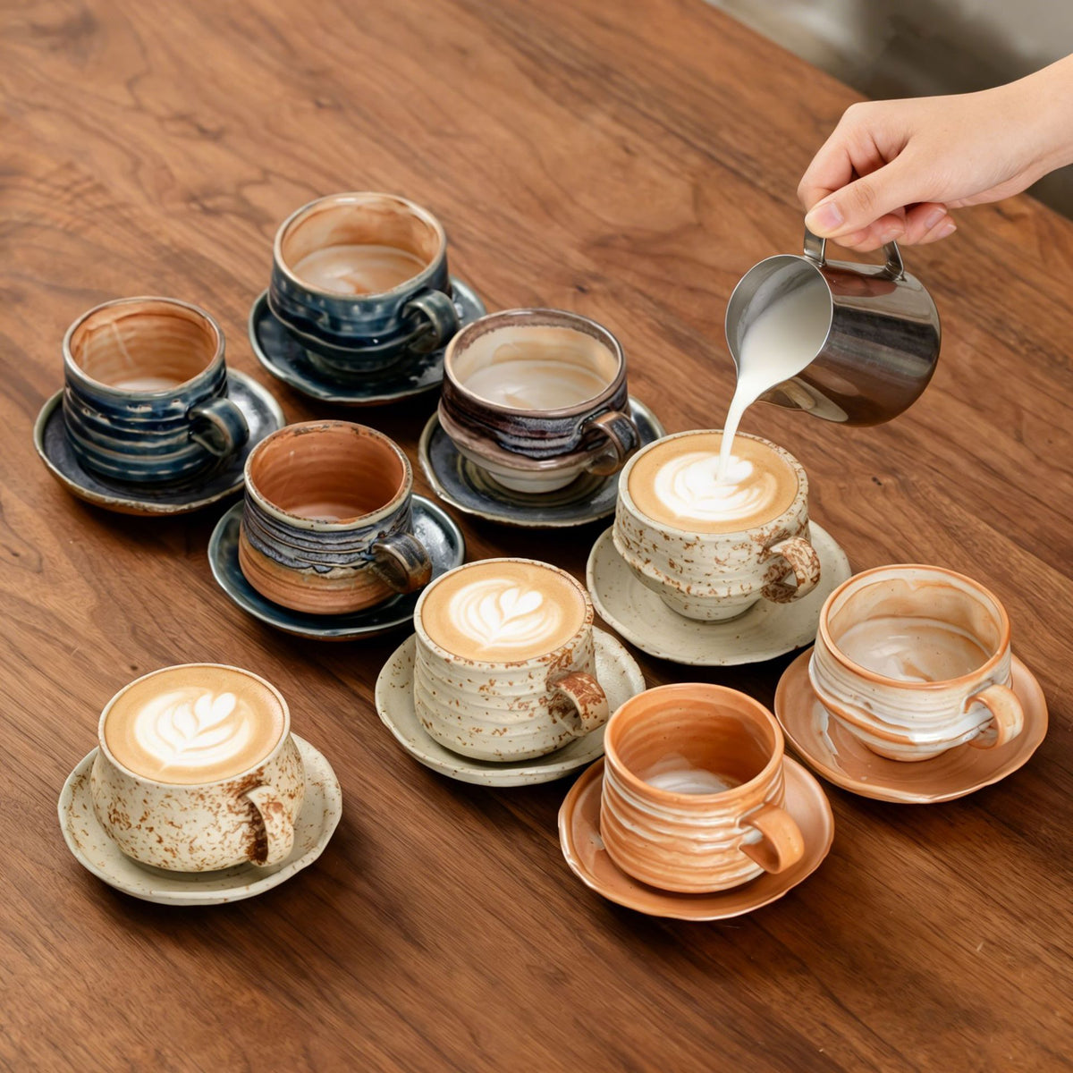 Japanese Style Ceramic Drip Coffee Mug with Saucer, Vintage Breakfast Cup, Minimalist Gift Box