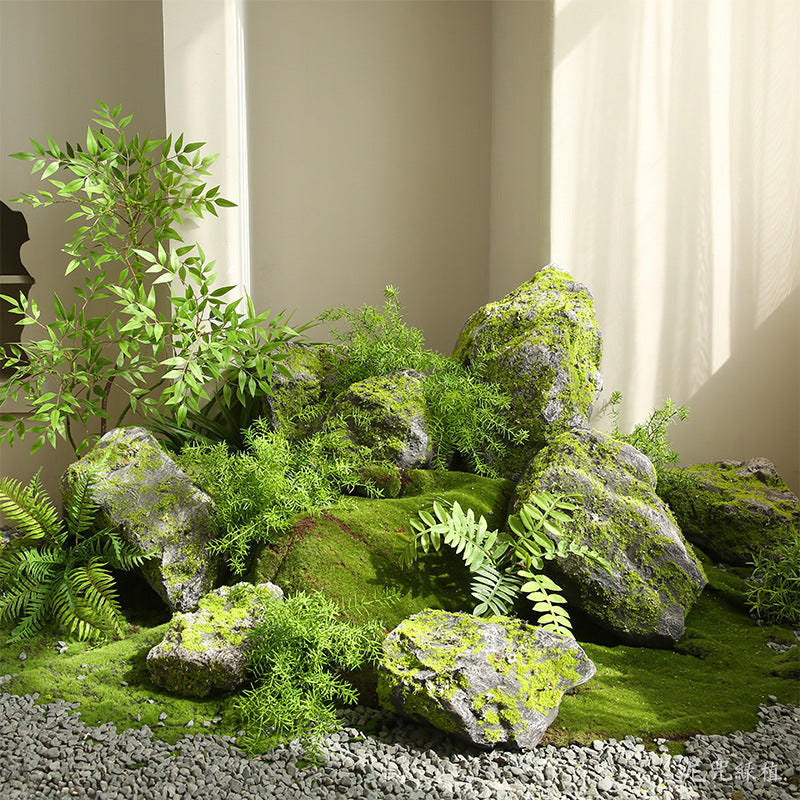 Artificial Mossy Foam Rocks for Landscaping and Decoration