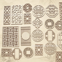 New Chinese Style Wooden Screen Coasters and Ornaments for DIY Crafts