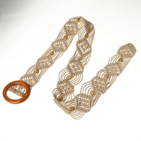 Korean Style Retro Hollow Beaded Rope Woven Waist Chain Belt for Women