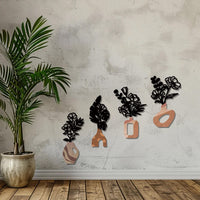 Metal Flower Wall Decor Art, Gray Toned Iron Craft for Home Decoration