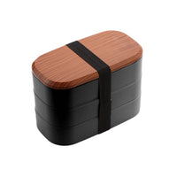 Wood Grain Double/Triple Layer Lunch Box Set with Compartments, Microwave Safe Bento Box for Students and Office
