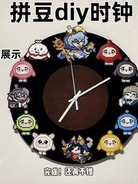 DIY Pixel Art Record Clock Kit with Silent Movement and Walnut Pointers for Living Room Bedroom Decor