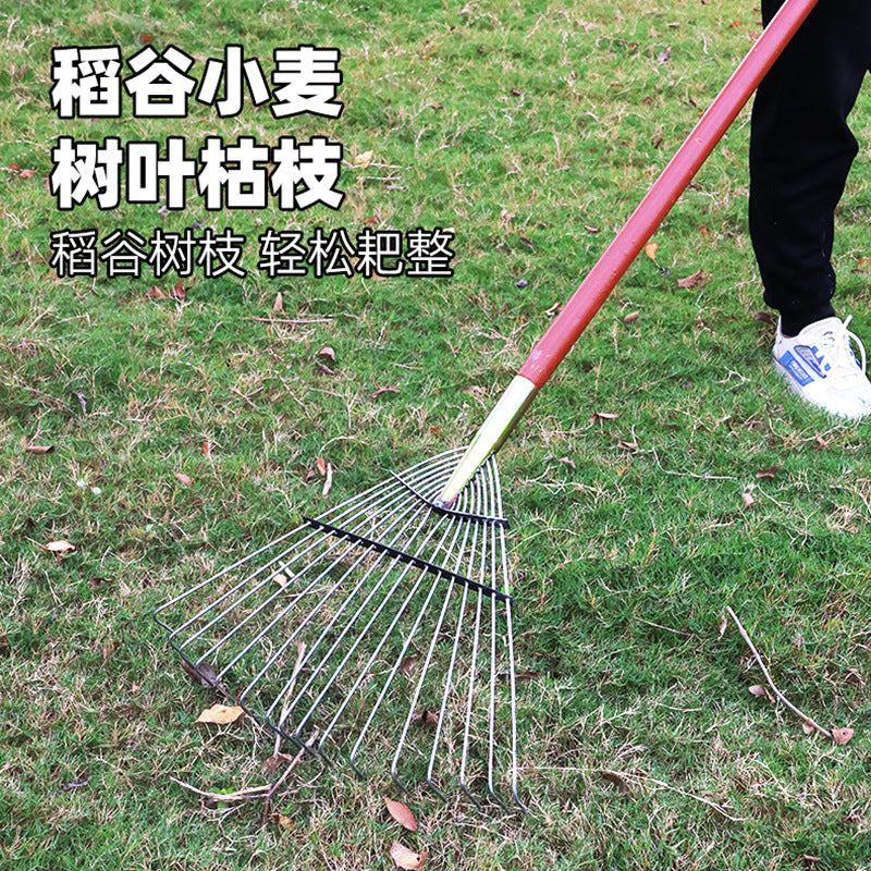 Heavy-Duty Telescopic Steel Wire Rake for Garden and Farm Use