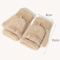 Winter Windproof Plush Flip-Top Fingerless Gloves for Students and Couples, Thickened Touchscreen Compatible