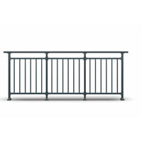 Zinc Steel 3-Rail Fence Panel, 2m Assembled, White & Blue Anti-Rust Garden Wall Barrier