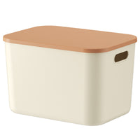 Stackable Cream Style Storage Box with Lid for Toys, Snacks, and Clothing