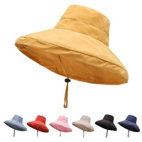Women's Peach Skin Fabric Fisherman Hat Wide Brim Foldable Sun Protection Bucket Hat for Outdoor Beach