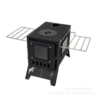 Portable Outdoor Camping Wood Stove with Side Glass for Tent Heating and BBQ
