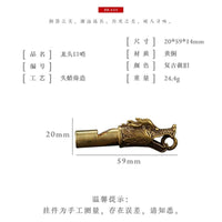 Brass Dragon Head Whistle Keychain Pendant for Outdoor Survival