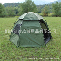 3-in-1 Double Layer Hexagonal Camping Tent for 6 People, Family Outdoor Shelter