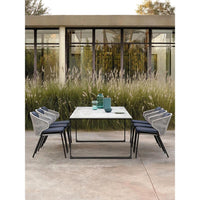 Outdoor Patio Garden Waterproof Sunscreen Rattan Woven Furniture Set with Rope Braided Coffee Table