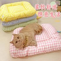 Pet Macaron Plaid Sleeping Mat for Cats and Dogs, All Seasons Soft Cushion