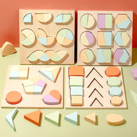 Geometric Shape Puzzle Wooden Montessori Educational Toy for Kids