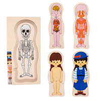 Kids' Wooden Multi-Layer Human Body & Growth Puzzle Educational Toy