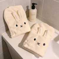 Cartoon Rabbit Quick Dry Hair Towel Cap, Thickened Coral Fleece Absorbent Bath Turban